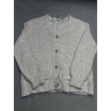 Free People Cozy Fuzzy Knit Button Front Cardigan Sweater Oatmeal Beige XS