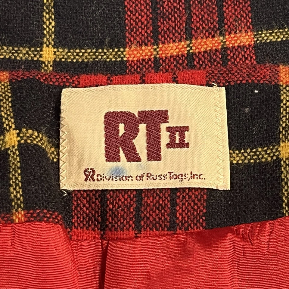 Blazer Mujer Rojo Tartán Lana De Colección Años 60 Chaqueta Talla 5/6 XXS XS Petite Foto 4 de 4