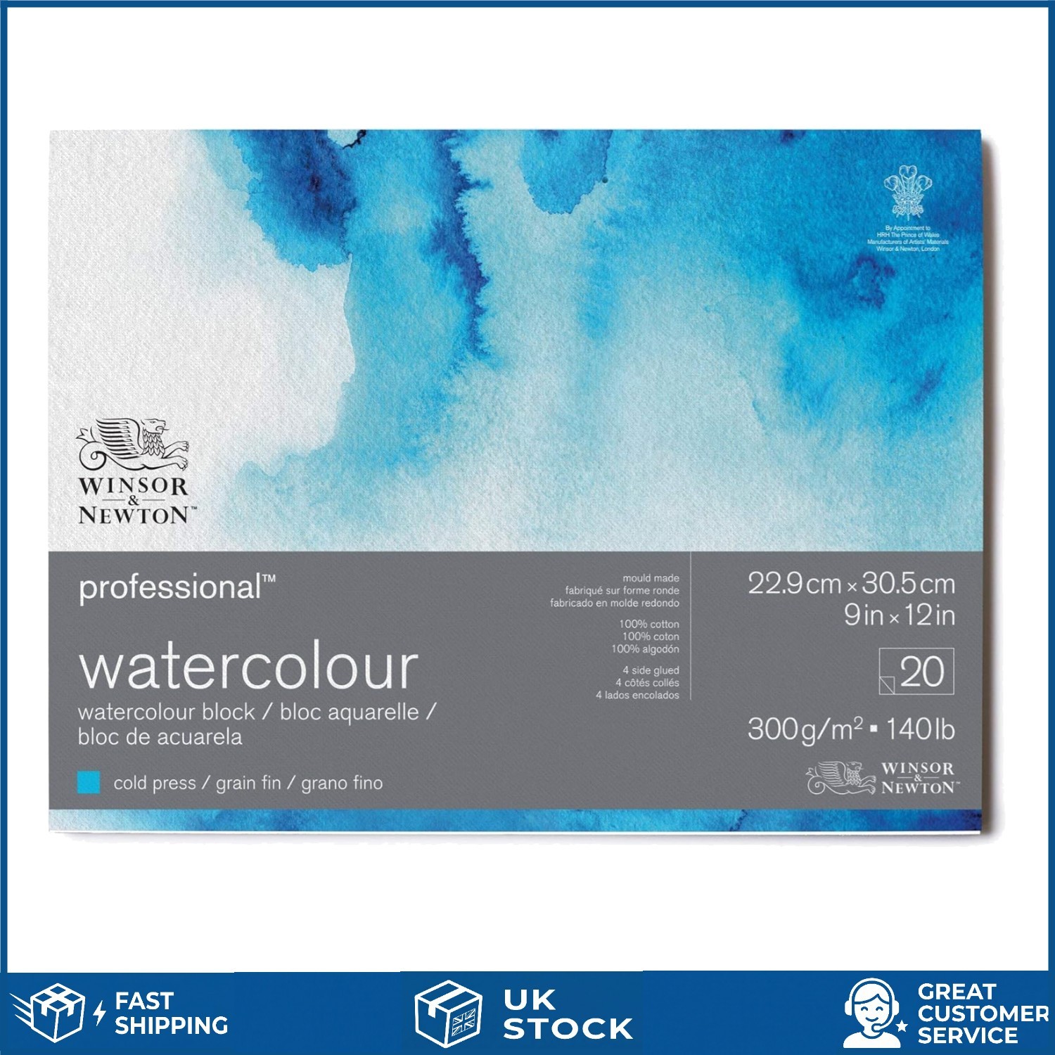White Watercolor Paper Block Professional 300gsm Cotton Pad 20 Sheets