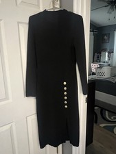 Nine West Black Sweater Dress Ribbed Size Large Small Slit Midi