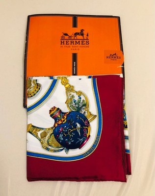 Used HERMES 100% Silk Perfume Bottle Carre 90 Large Scarf