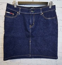 Vintage Y2K Tommy Hilfiger Jeans Denim Mini Short Skirt Junior Sz 7 Old Money