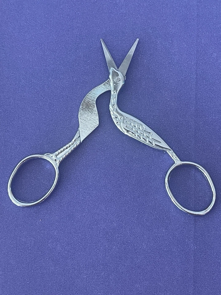 Crane Stork Bird Sewing Embroidery Chrome Scissors 3½" - Image 4 of 4