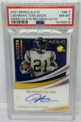 2021 Immaculate LaDainian Tomlinson ON-CARD Auto /49 Records PSA 8 SD Chargers
