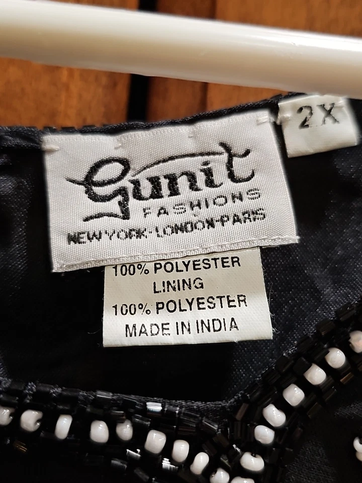 VTG Gunit Women's 100% Silk Black Sequin Beaded Evening Formal Top Plus Sz 2XL - Image 3 of 4