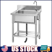 Stainless Steel Utility Sink ,Commercial Kitchen Single Prep Sink with Faucet