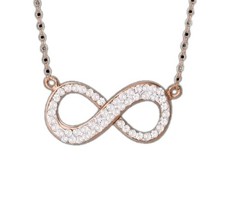 Cry Infinity Pendent 14K Gold P. Sterling Silver Genuine Crystal 18" Necklace