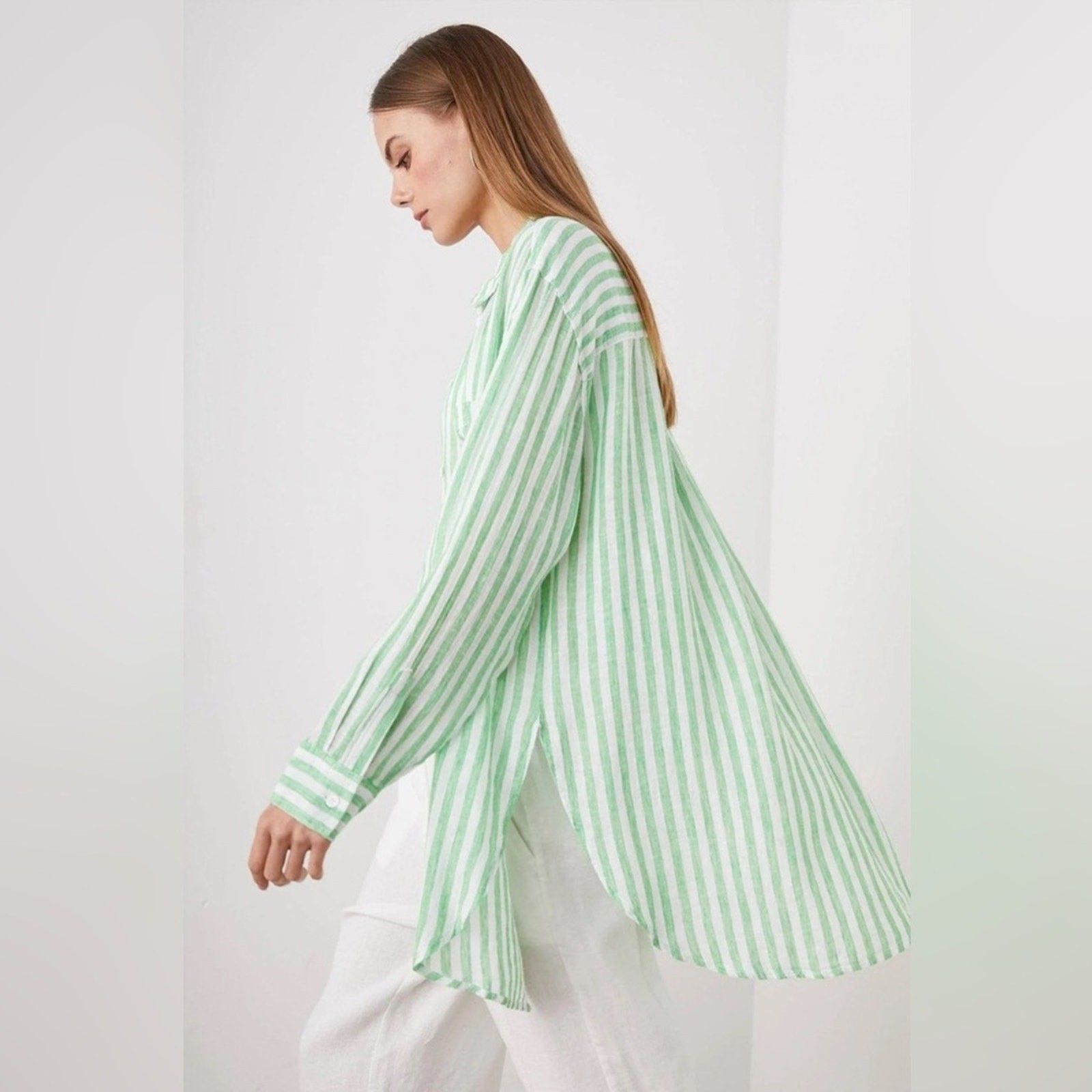 RAILS Jaylin Cayman Green Stripe linen blend ligh… - image 4