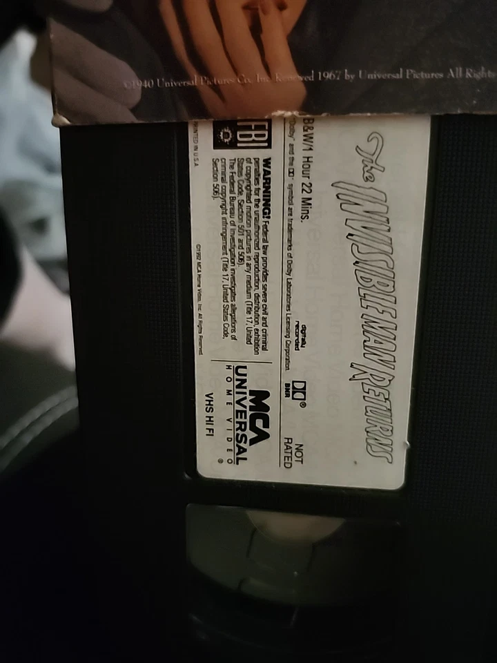 The Invisible Man Returns 1992 VHS Universal Monsters Collection Foto 3 de 3