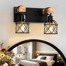 Rustic Farmhouse 2-Light Bathroom Vanity Light Fixtures Over Mirror with