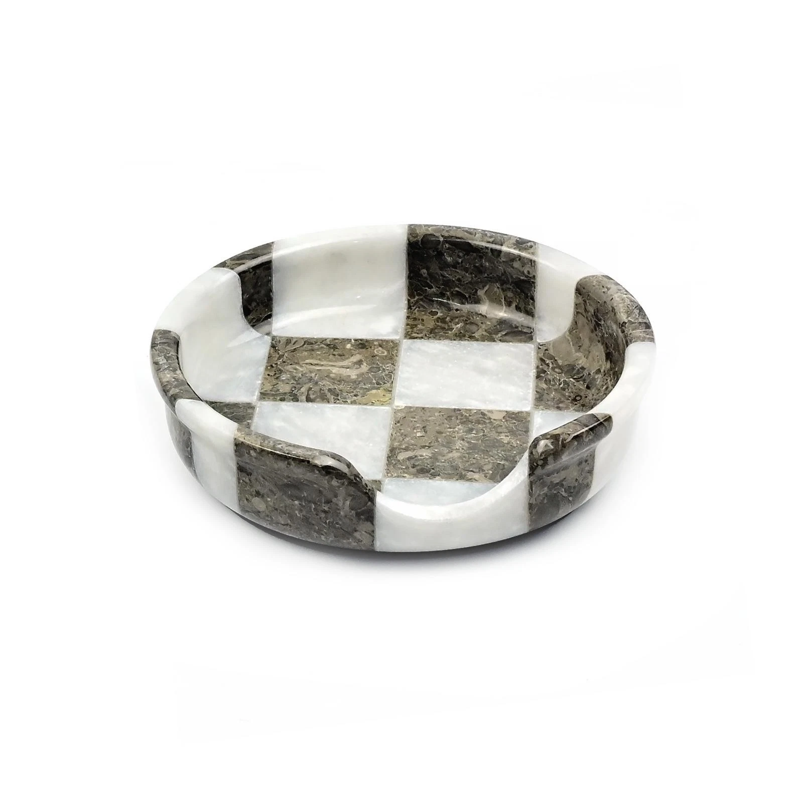 Checkered Marble Spoon Rest White and Oceanic Marble for Versatile use