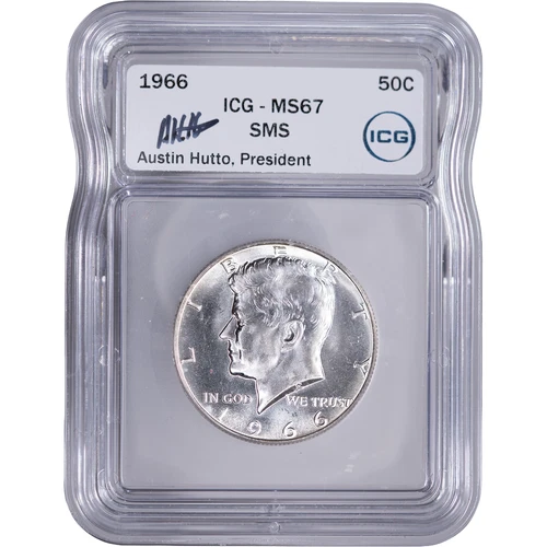 1966 50C Kennedy Silver Half Dollar - SMS ~ ICG MS67 - Hutto Auto