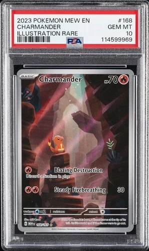 2023 POKEMON MEW EN-151 ILLUSTRATION RARE #168 CHARMANDER PSA 10