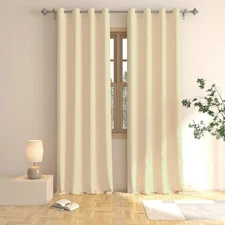 Beige Curtains 92 inches Long Room Darkening Window Curtain Panels Living Roo...
