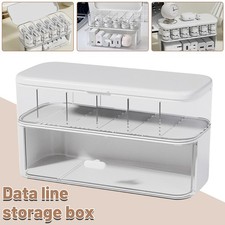 2-Layer Data Cable Storage Box 7-Compartment Data Tidy Cable Management Organize