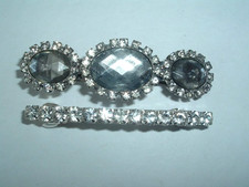 GRAY LUCITE  RHINESTONE HAIR BARRETTES UP DO HAIR ACCESSORY