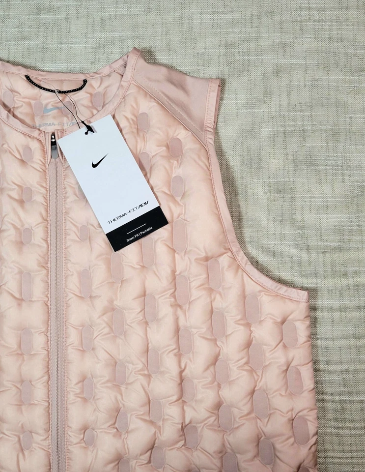 NIKE Mujeres Therma FIT ADV Chaleco para Correr Relleno Cremallera Completa Rosa Plata Pequeño Foto 3 de 4