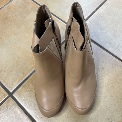 MAX STUDIO BACH TAN Leather Y2K 90’S Unique Heel Ankle Boots US 8.5 EUC - 第 2/11 張圖片