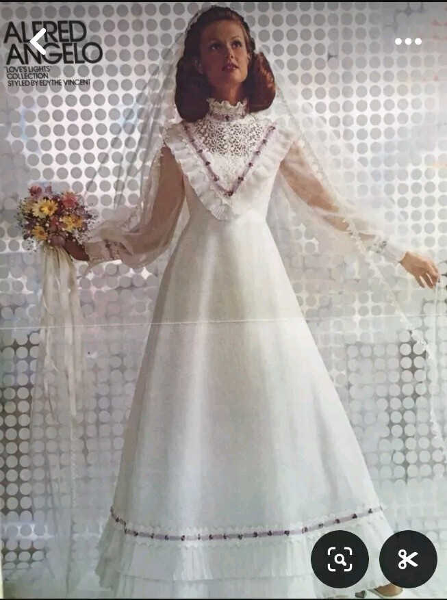 VTG Maxi Dress Chiffon 70's A-line Beautiful Prom Wedding ALFRED