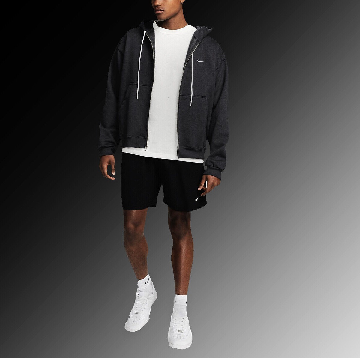 Men Nike Lab Full-Zip Solo Swoosh Vintage Hoodie Made In USA Size