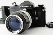 READ Near MINT-/Case Nikon Nikomat FTN Black w/ Nikkor-Q Auto 135mm f3.5 Japan