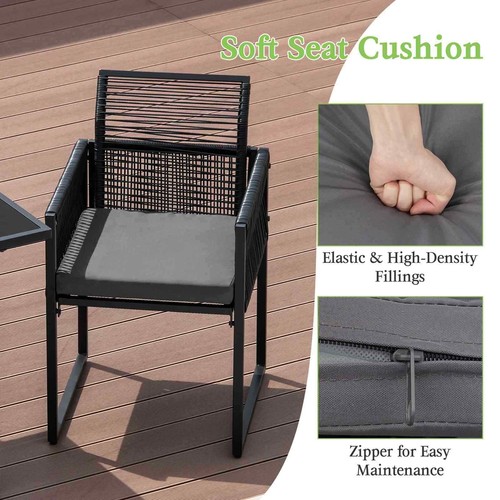 3 Pieces Outdoor Dining Set Patio PE Rattan Furniture Set with Folding Backrest - Picture 2 of 9