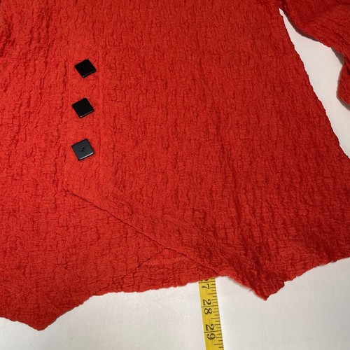 Top donna Ali Miles testurizzato arricciato piccola blusa rossa manica a linguetta arrotolata - Foto 13 di 13
