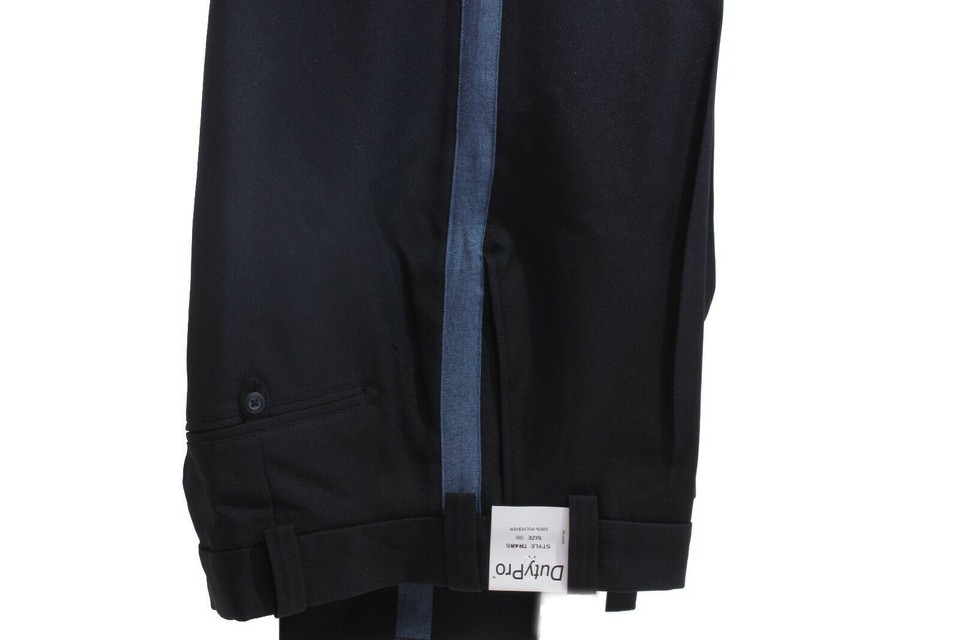 DUTYPRO MENS POLY UNIFORM DUTY PANTS NAVY BLUE FRENCH BLUE SIDE STRIPE