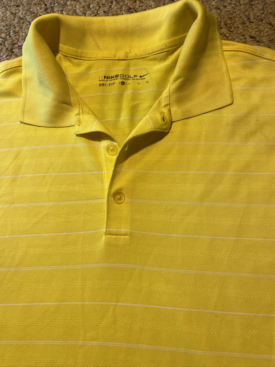NIke Golf Dri-Fit Mens XL Yellow Golf Polo Shirt Short Sleeve