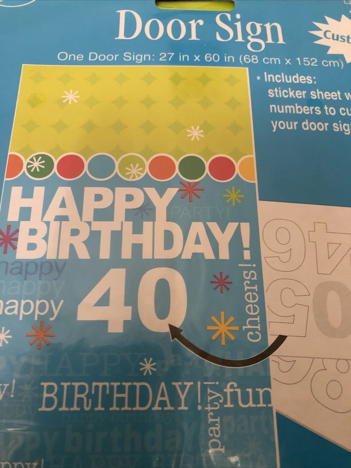 Paper Arts Happy Birthday customizeable Door Sign 27” X 60” 30th 40th 50th + - Image 3 of 3