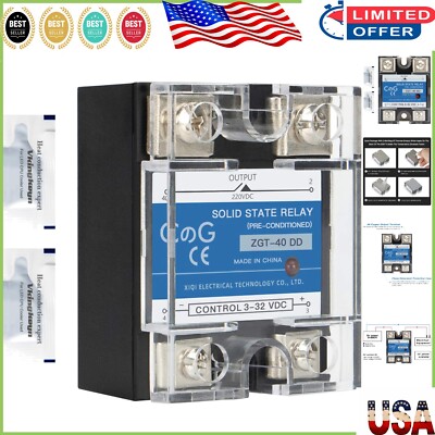 High-Reliability SSR-40DD Relay, 40A, Superior Noise-Free Control for Automation