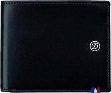 S.T Dupont Leather Wallet Line D With 4 Credit Cards Black 180002