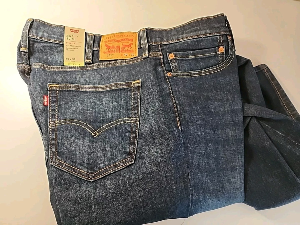 Levi's Men's 511 Slim Fit Jeans 40 X 32 Stretch Dark Blue
