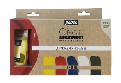 Pebeo Origin Eco Acrylfarbe Set 5 x 60ml, Künstlerfarben Gemischt
