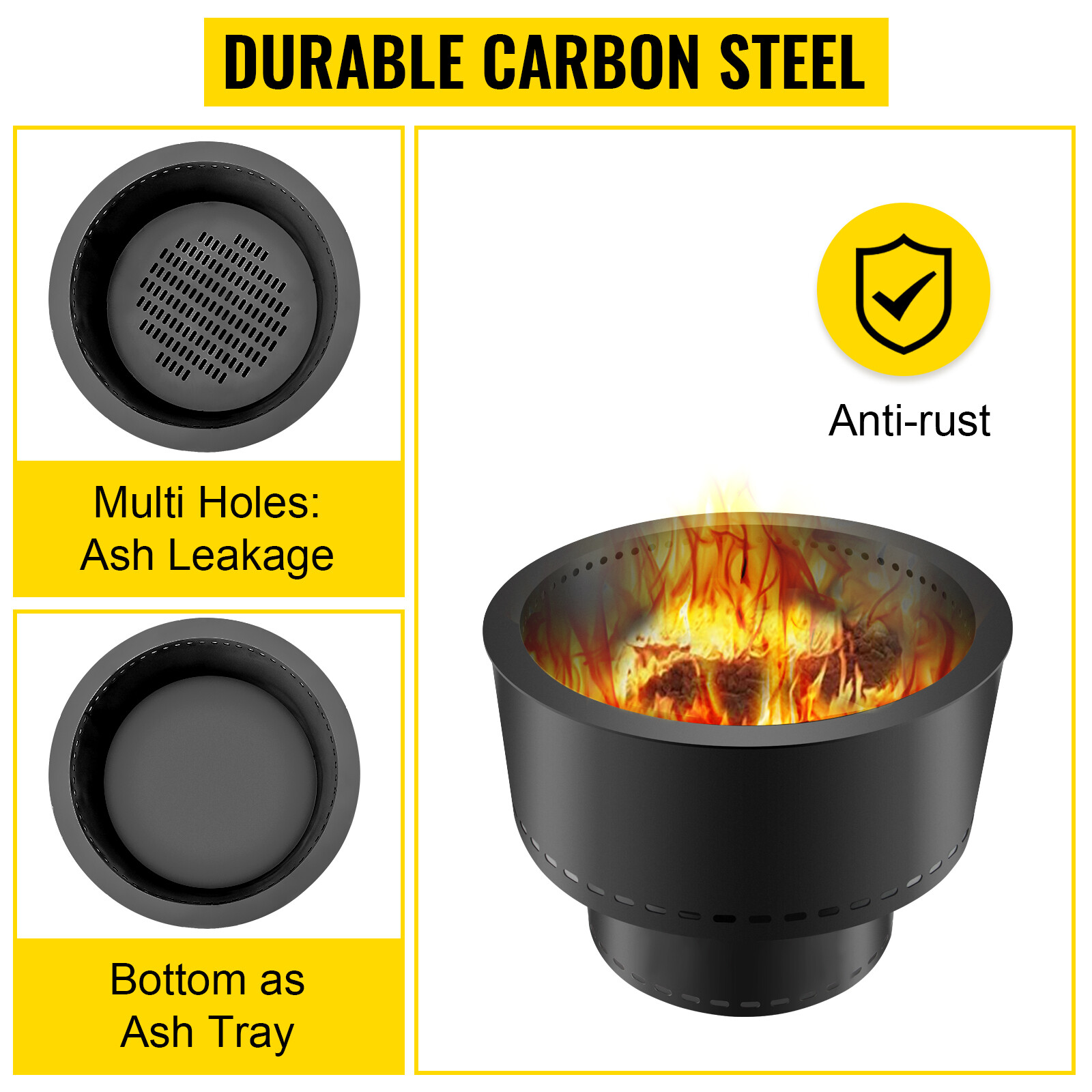 Smokeless Fire Pit Stove Bonfire 13.5 Wood Burning Carbon Steel Outdoor  Stand – CDE