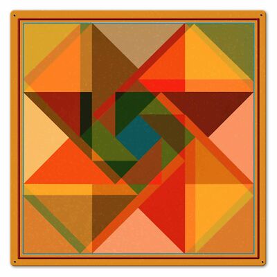 TRIANGLE OVERLAY QUILT BLOCK PATTERN 24'' SQUARE HEAVY DUTY USA MADE METAL SIGN