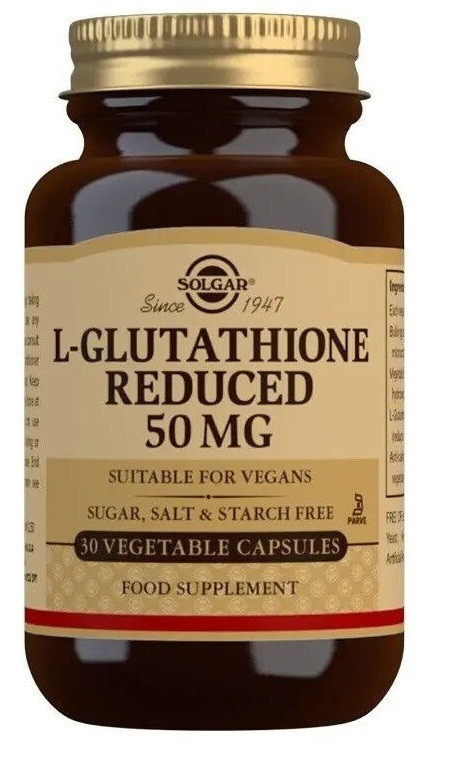 Solgar L-Glutathione 50mg Free Form vegetable capsules (30) BBE 11/2027
