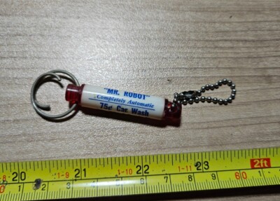 Vintage Mr. Robot Car Wash Norristown PA Advertising Keychain 