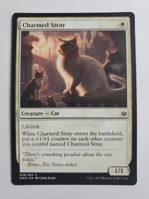 MTG Magic The Gathering Card Charmed Stray Creature Cat White War Of The  Spark | eBay