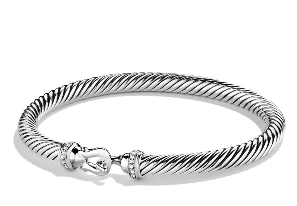 DAVID YURMAN Women's Cable Buckle Bracelet W/ Pavé Diamonds Size