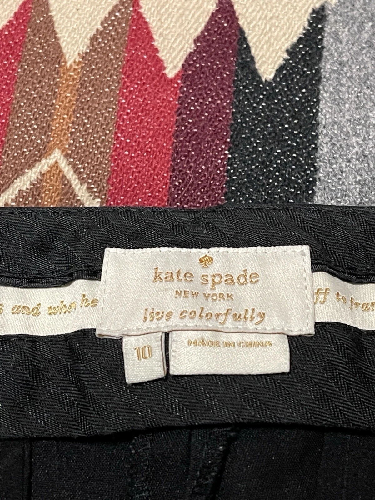 Kate Spade pantaloni neri crop donna 10 abito alla caviglia gamba affusolata T2