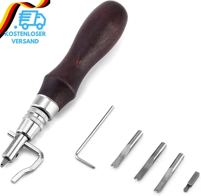 QWORK® 7-In-1 Leder Werkzeuge Set, Einstellbarem Groover Und Leder Kanten Schnei