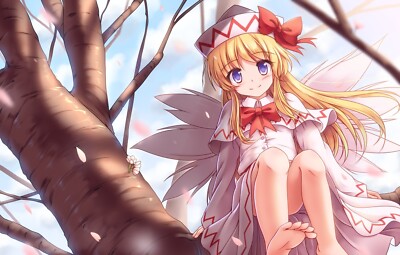 Anime touhou lily white blonde red ribbon dress barefoot CCG Gaming Mat Desk