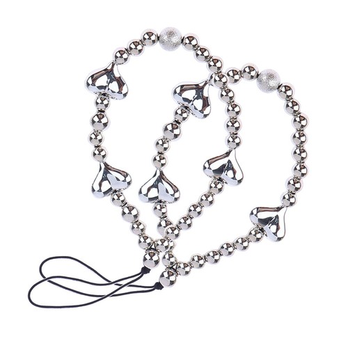 1Pc Silver Color Heart Phone Charms Plastic Love Beaded Rope For Phone LanyaIJ - Afbeelding 1 van 12