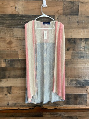 Blue Rain Francesca's American Flag Sleeveless Open Sweater NEW Sz L USA