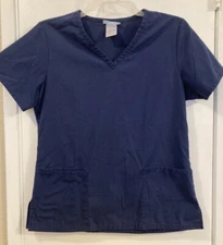 SB SCRUBS Short Sleeve V Neck Top Navy Blue Women's Small