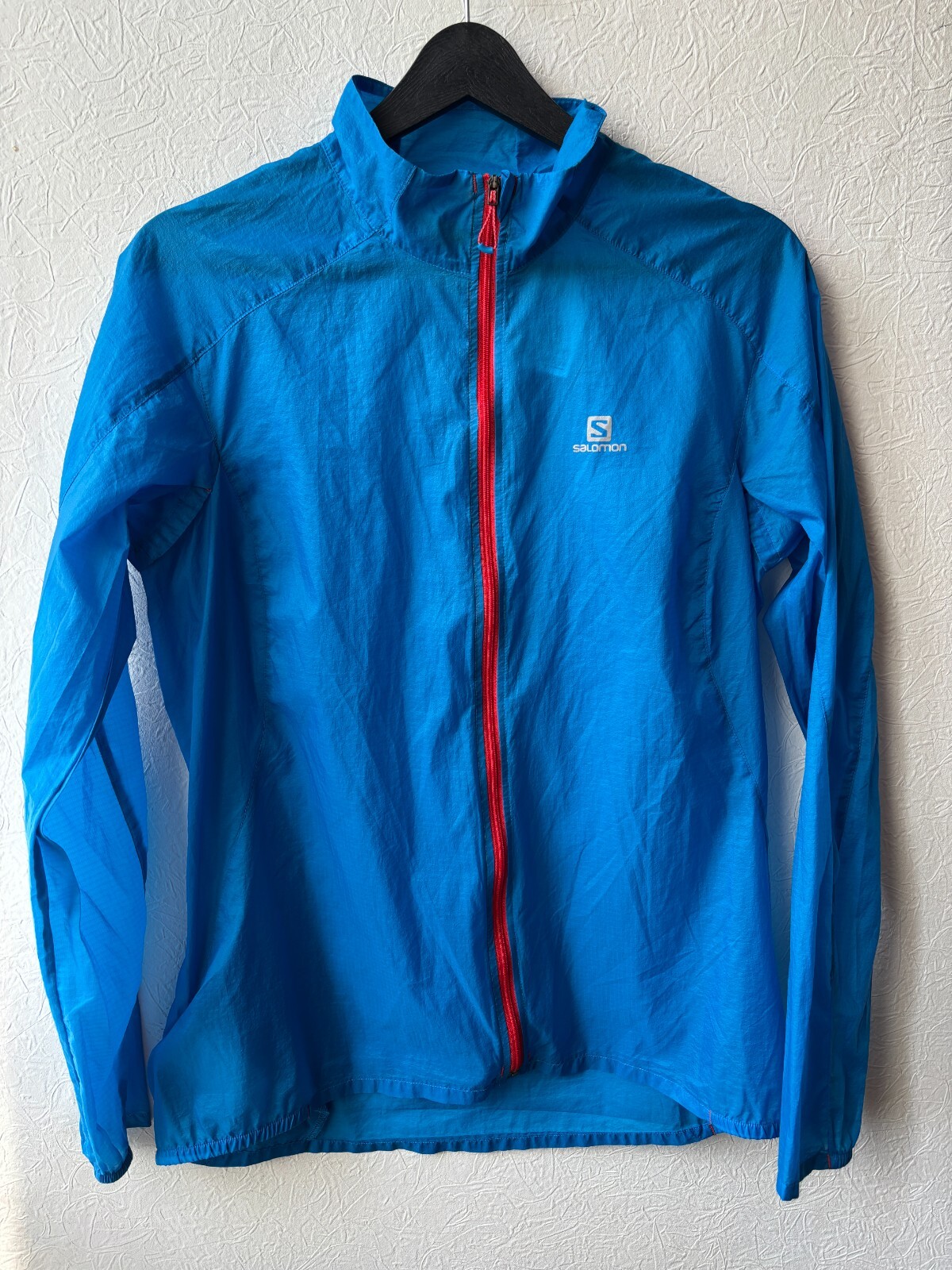 Giacca da corsa Salomon blu ultraleggera scudo pelle avanzato gilet zip ala veloce