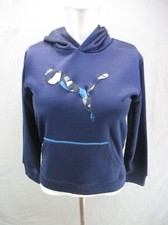 Puma Size M 10-12 Boys Blue Front Pocket Fleece Lined Athletic Hoodie 014