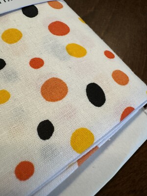 NEW Loops & Threads Yellow ORANGE Black Polka Dot Fabric 36 x 44 100% Cotton
