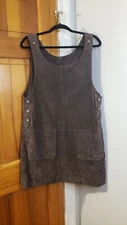 Metropolitan Women's Suede Overall Dress Brown Leather Sz 9/10